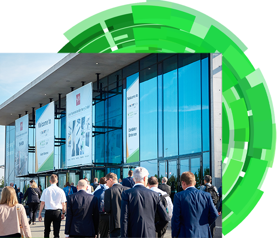 Attendees entering Messe Stuttgart